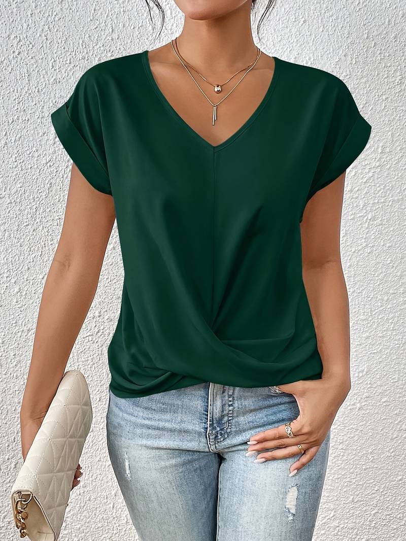 Draped Front V-Neck Tee