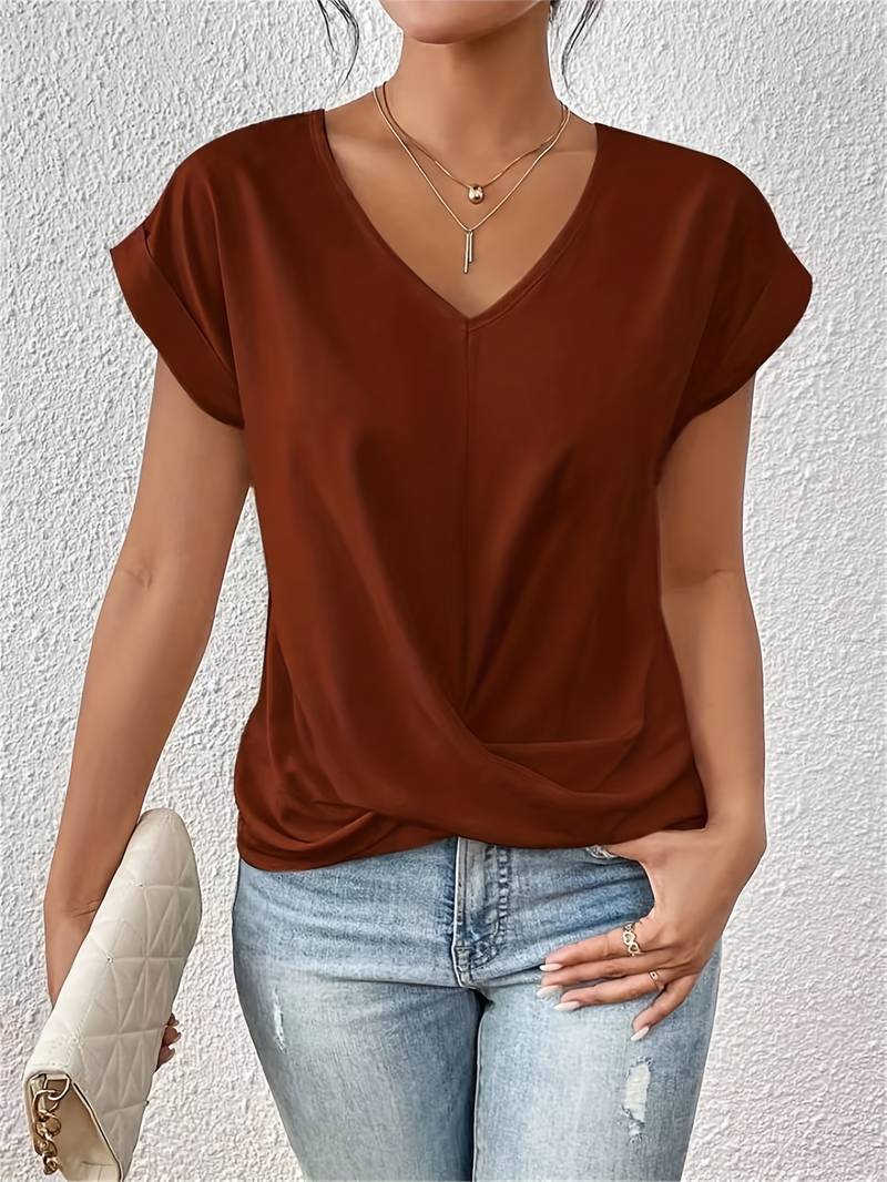Draped Front V-Neck Tee
