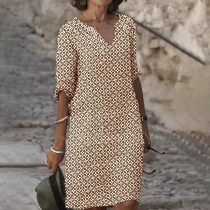 Geometric V-Neck Dress