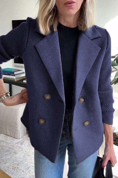 Yvonne Elegant Knit-Sleeve Blazer