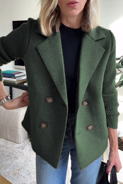 Yvonne Elegant Knit-Sleeve Blazer
