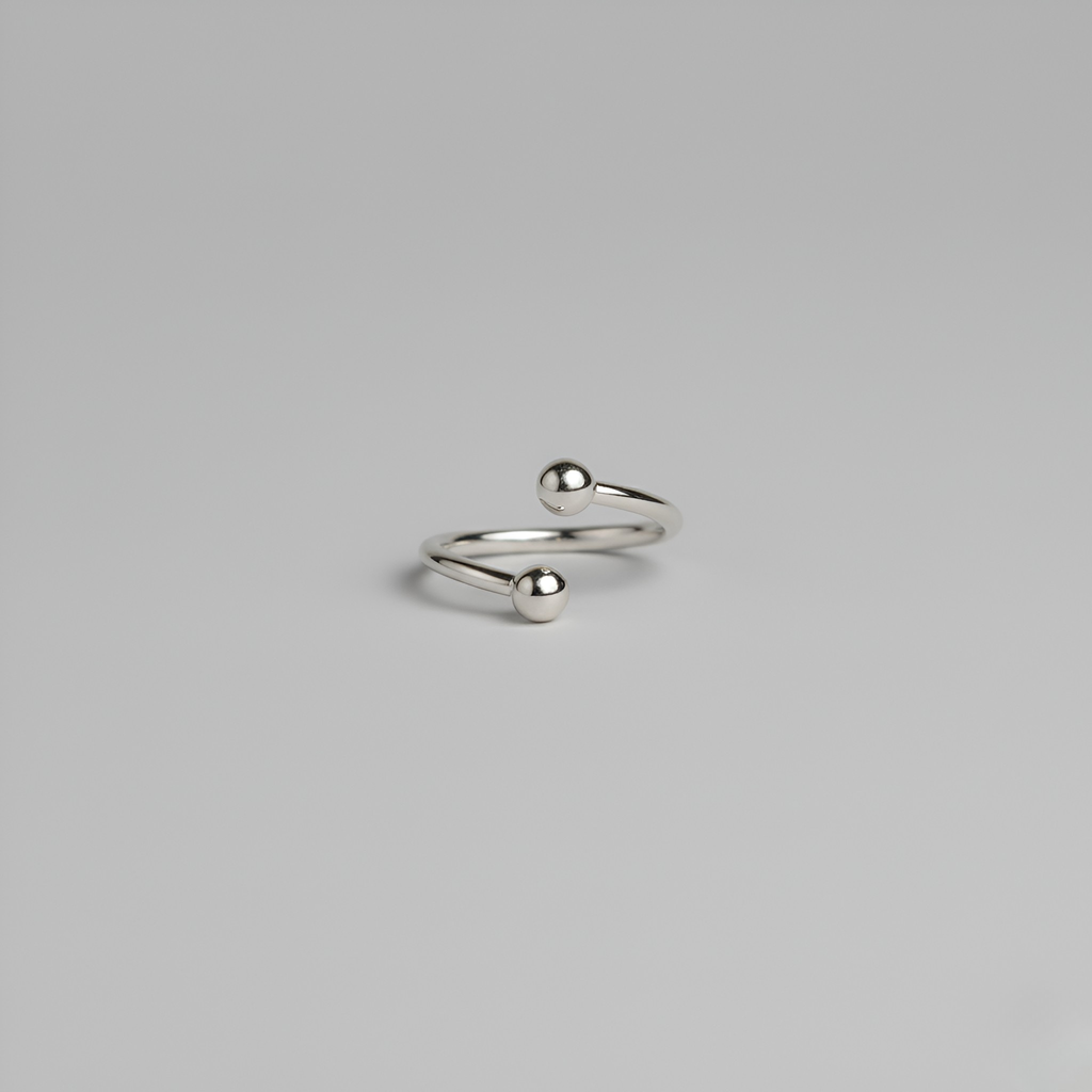 Open Silver Pearl-Tip Ring