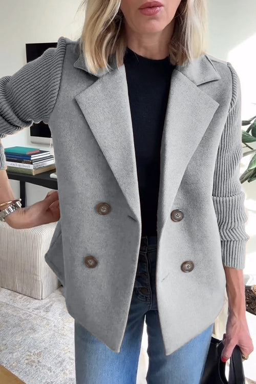 Yvonne Elegant Knit-Sleeve Blazer