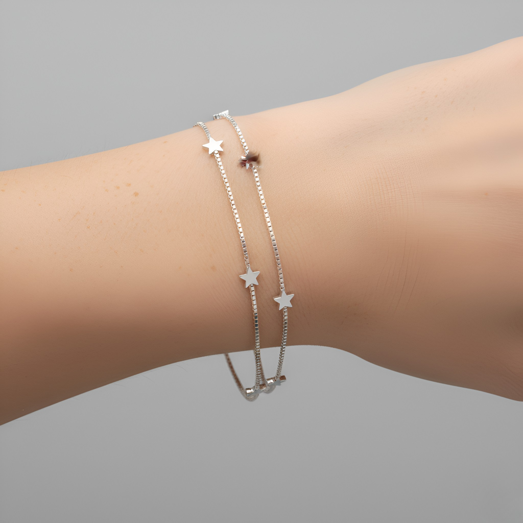 Silver Star Double Bracelet
