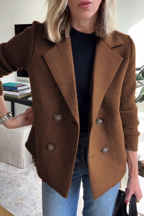 Yvonne Elegant Knit-Sleeve Blazer