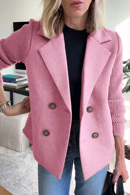 Yvonne Elegant Knit-Sleeve Blazer