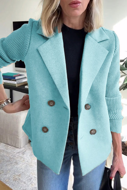 Yvonne Elegant Knit-Sleeve Blazer