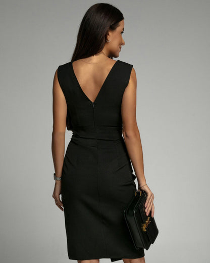 Sleeveless Pleated Wrap Dress