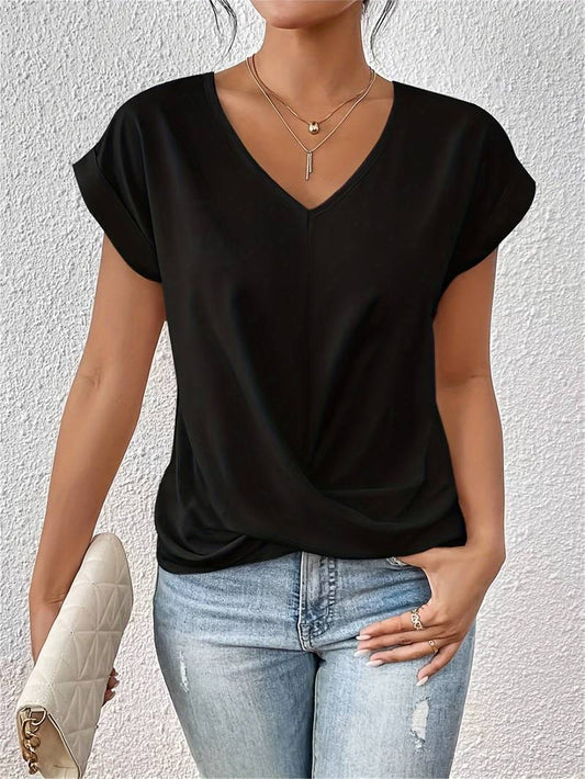 Draped Front V-Neck Tee