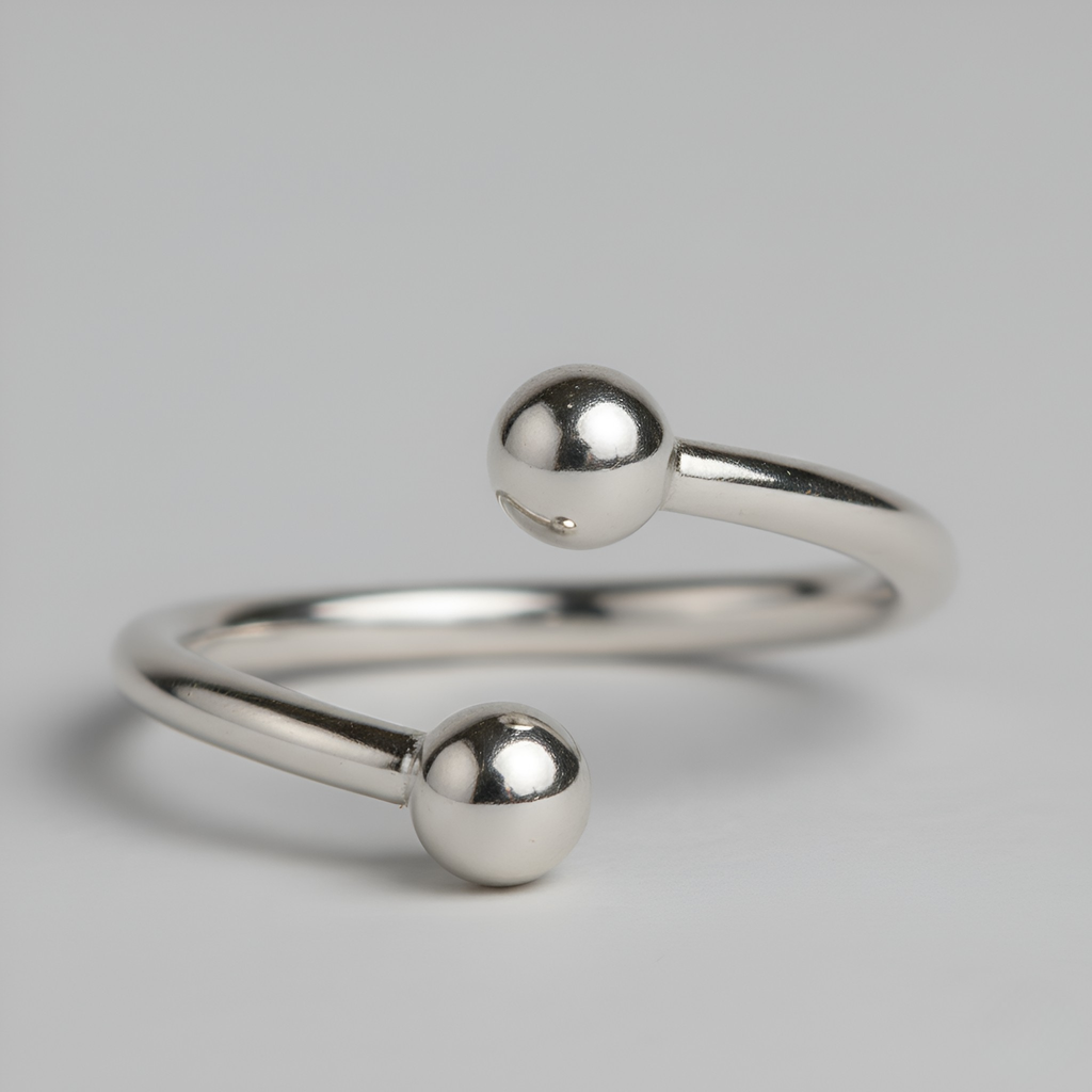Open Silver Pearl-Tip Ring