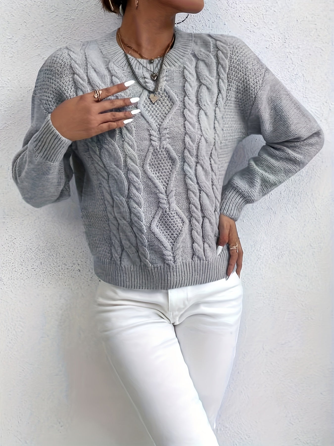 Holly Cable Knit Crew Neck Sweater
