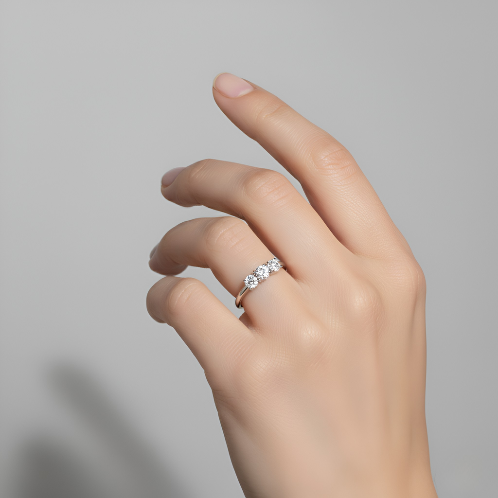 Silver Three-Stone Ring