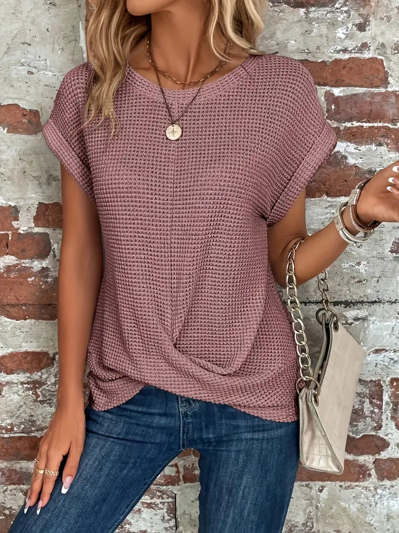 Waffle Knit Cap Sleeve Top
