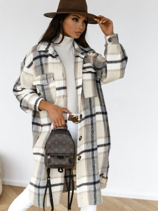 Kaitlyn Plaid Longline Jacket