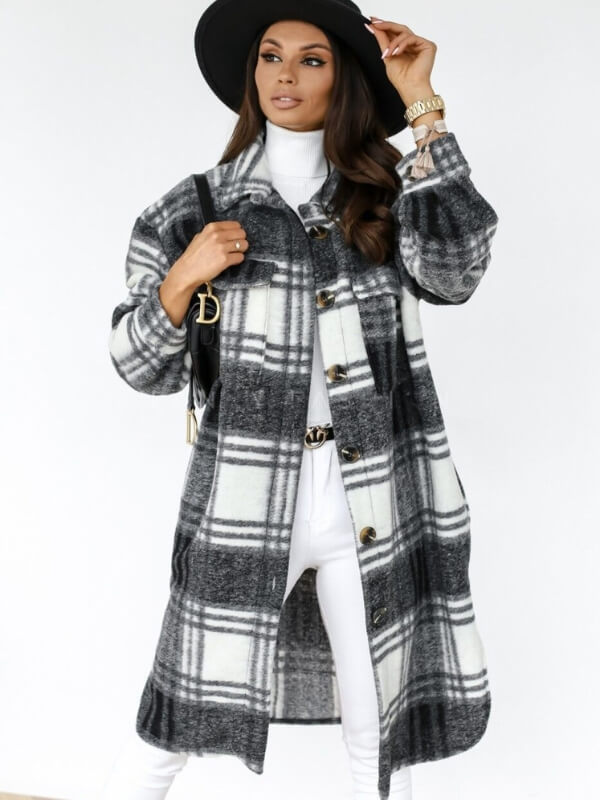 Kaitlyn Plaid Longline Jacket