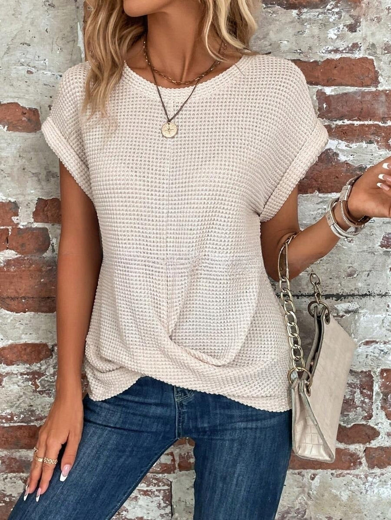Waffle Knit Cap Sleeve Top