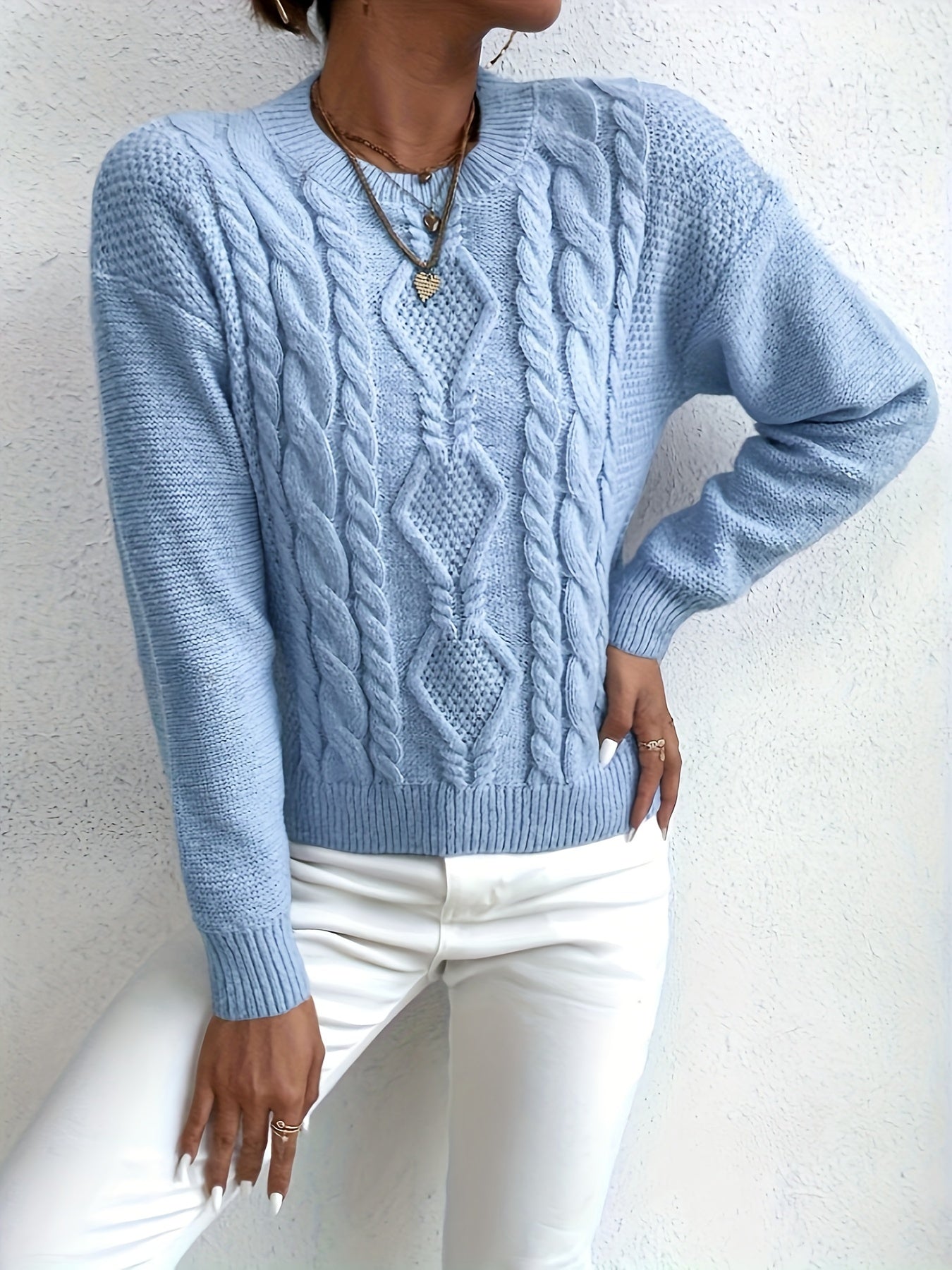Holly Cable Knit Crew Neck Sweater