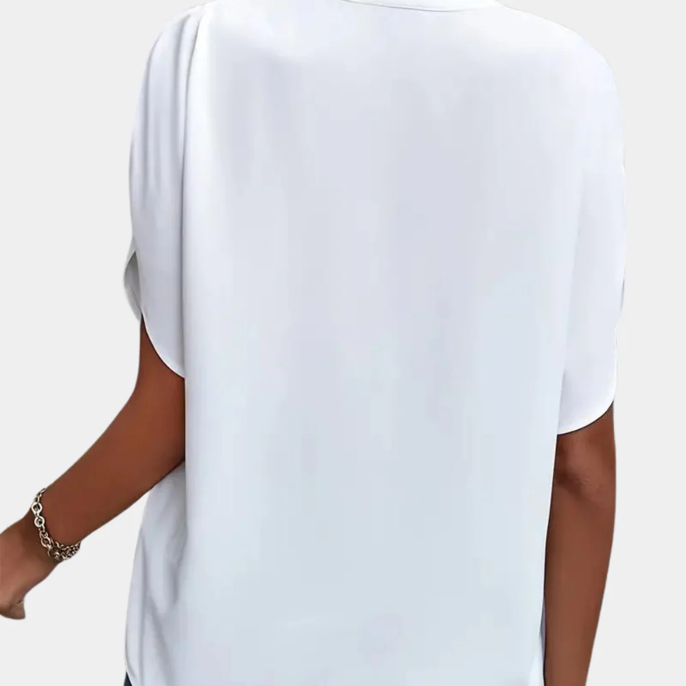 Notch-Neck Cap Sleeve Blouse