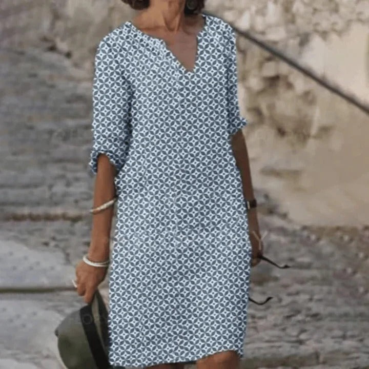 Geometric V-Neck Dress