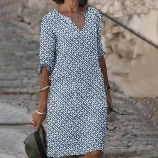 Geometric V-Neck Dress