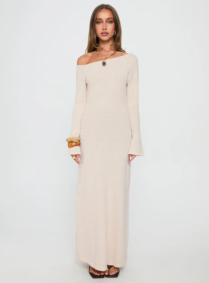 Off-Shoulder Long Sleeve Maxi Dress
