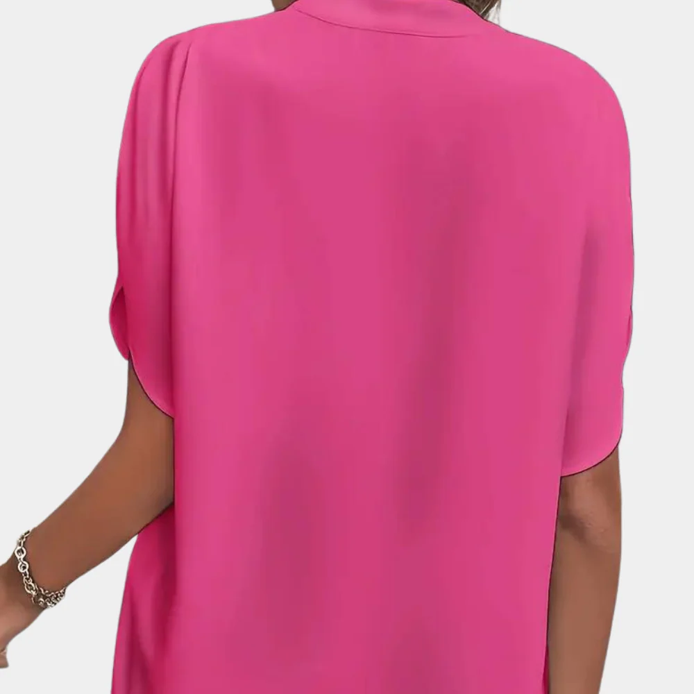 Notch-Neck Cap Sleeve Blouse