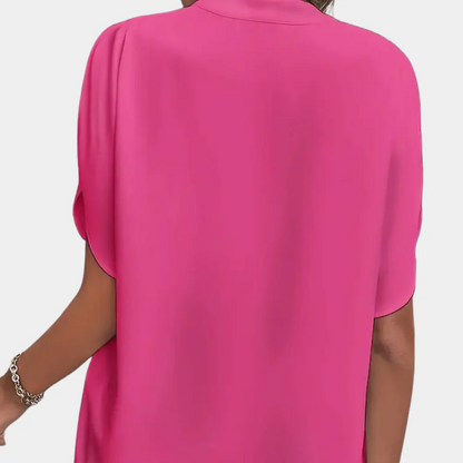 Notch-Neck Cap Sleeve Blouse