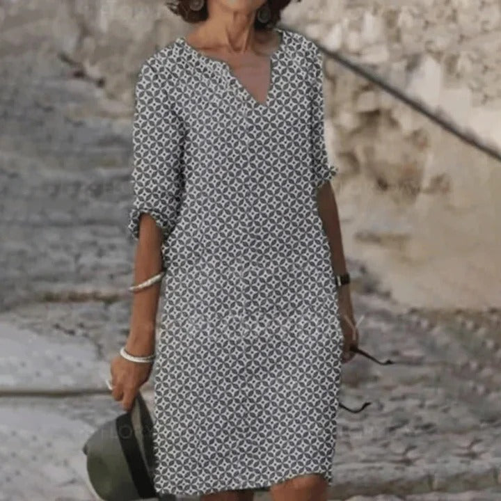 Geometric V-Neck Dress