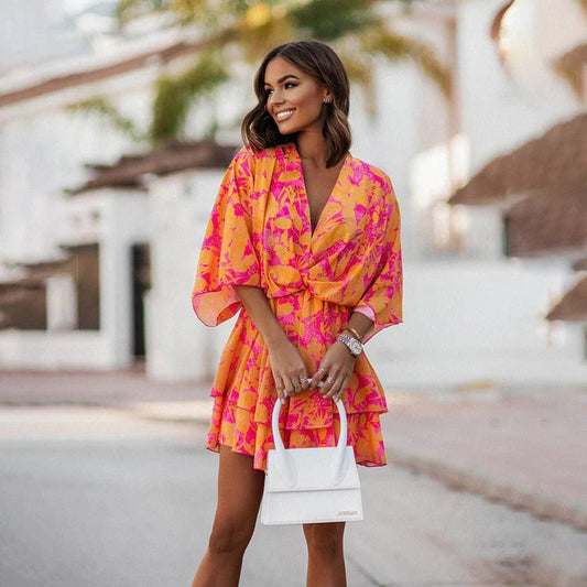 Twist Front Printed Mini Dress