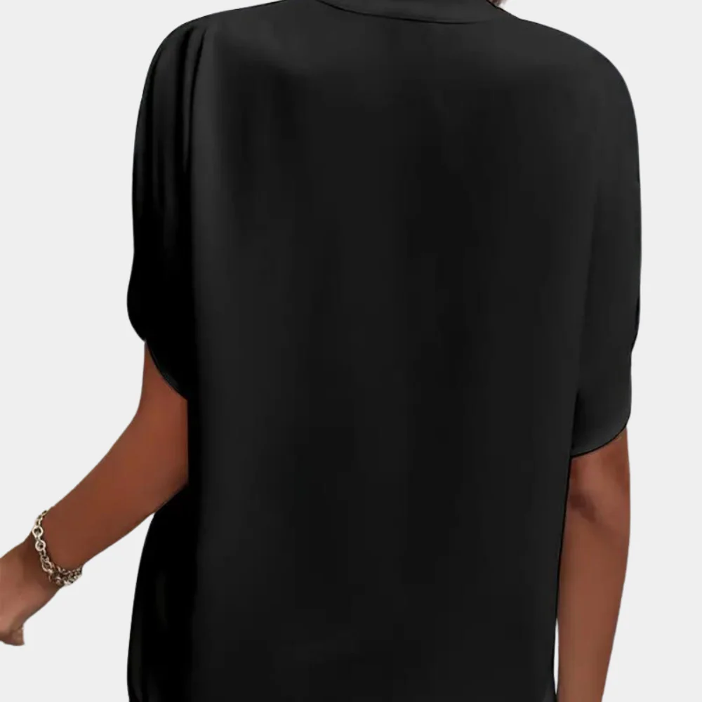 Notch-Neck Cap Sleeve Blouse