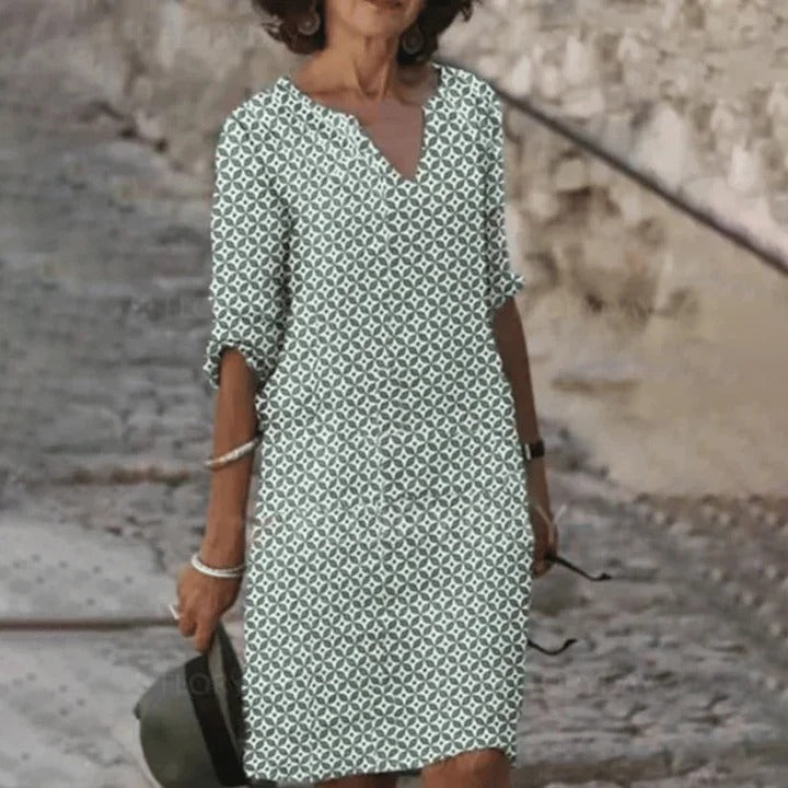 Geometric V-Neck Dress