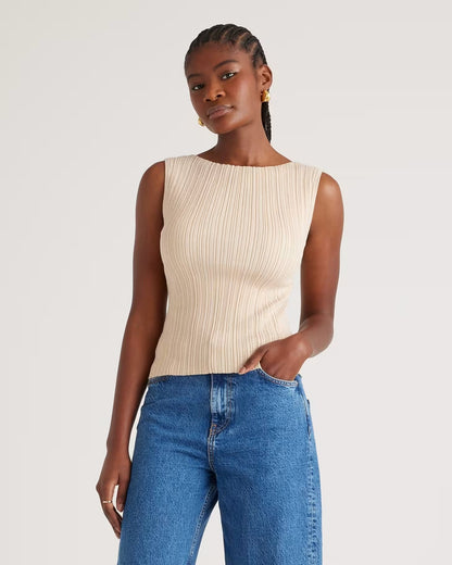Ribbed Sleeveless Knit Top