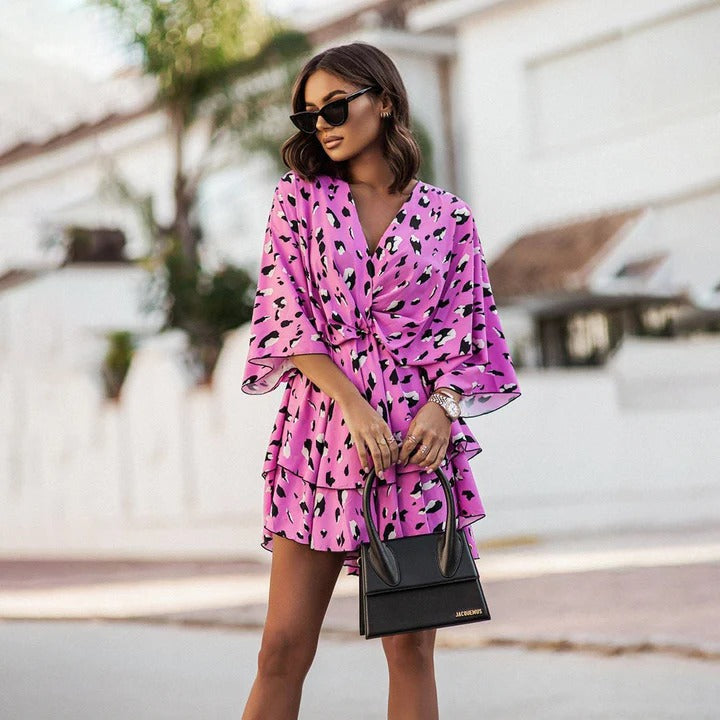 Twist Front Printed Mini Dress