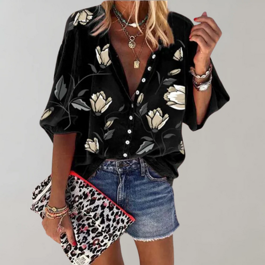 Floral Button-Down Blouse