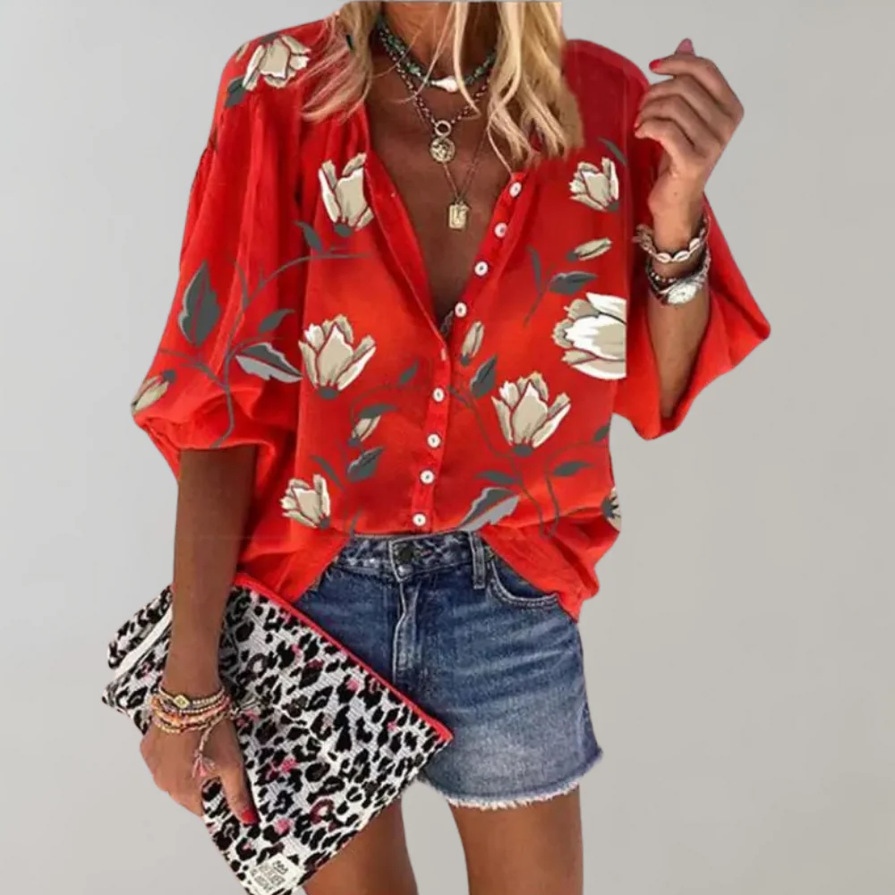 Floral Button-Down Blouse