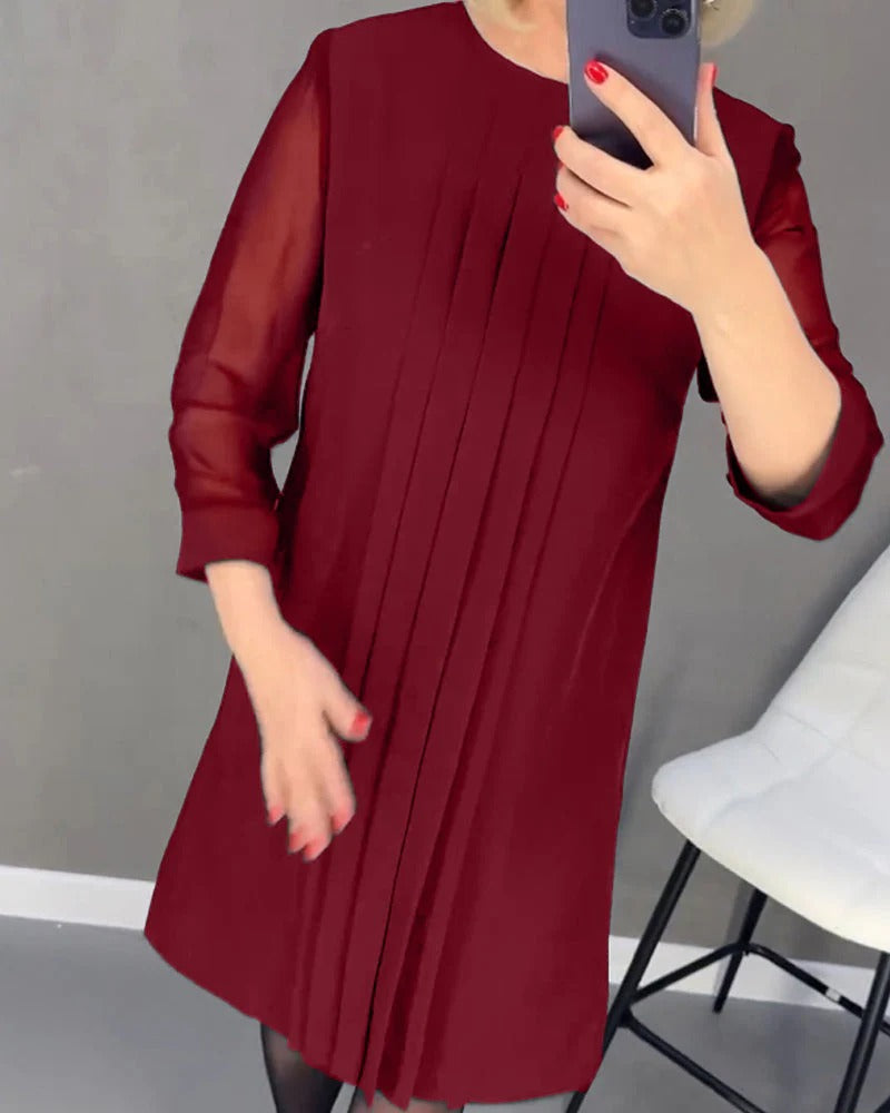 Pleated Shift Dress