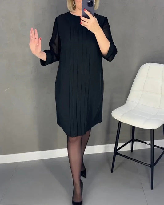 Pleated Shift Dress