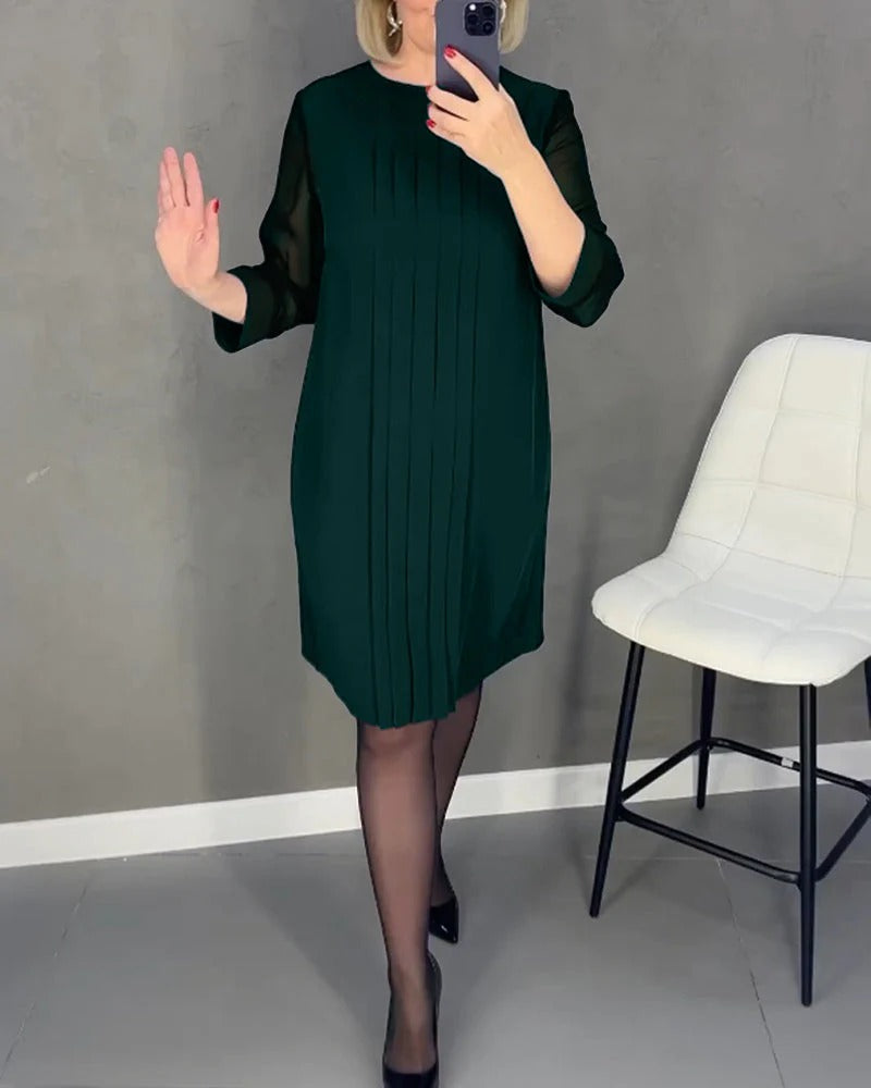 Pleated Shift Dress