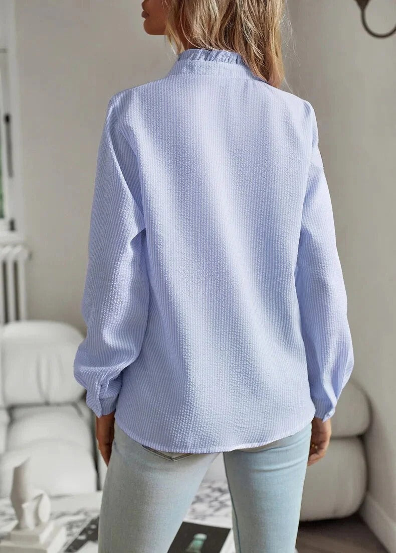Long Sleeve Shirt with Stylish Pleats