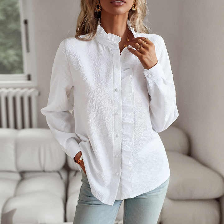 Long Sleeve Shirt with Stylish Pleats