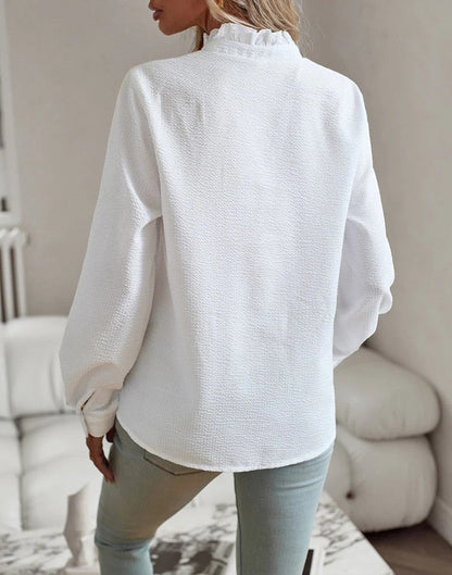 Long Sleeve Shirt with Stylish Pleats