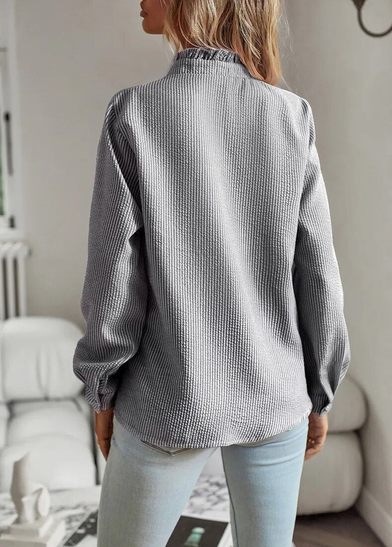 Long Sleeve Shirt with Stylish Pleats