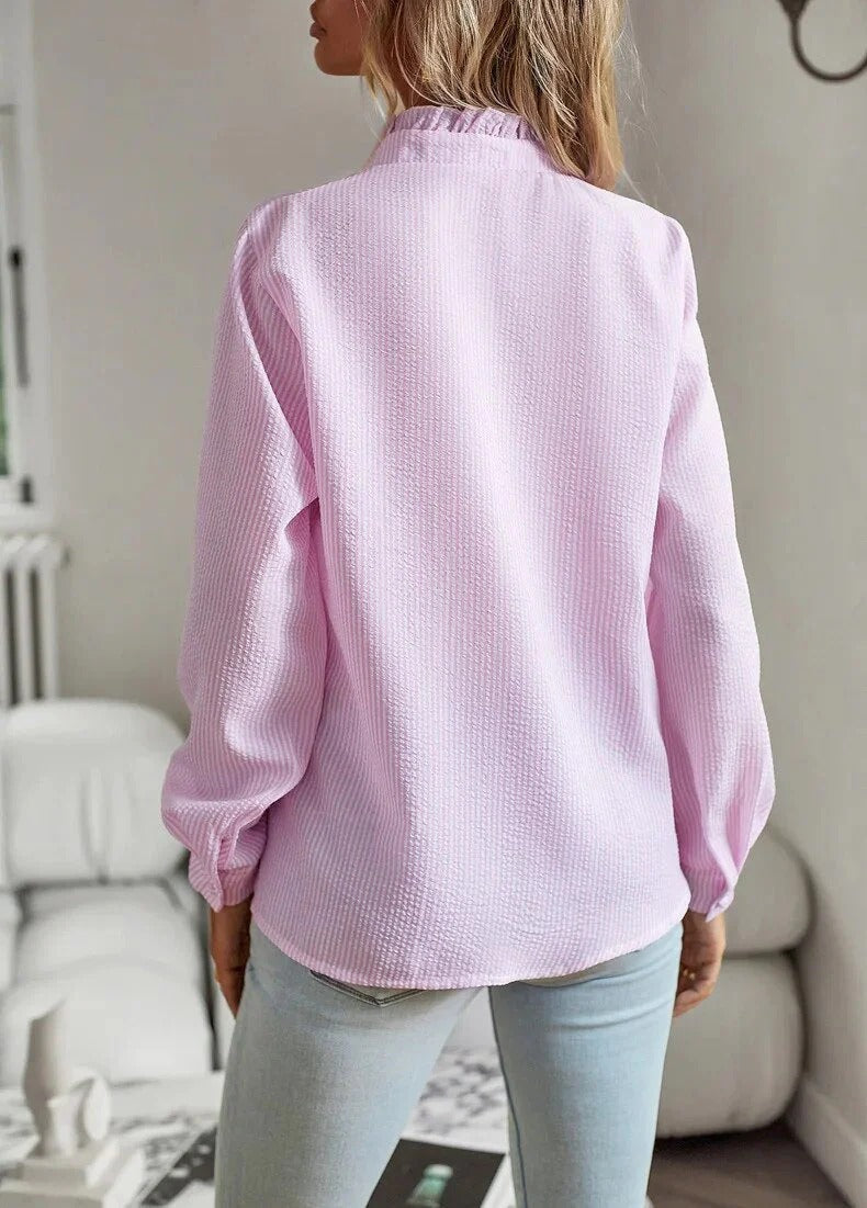 Long Sleeve Shirt with Stylish Pleats