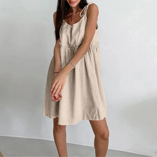 Shoulder Tie A-Line Day Dress