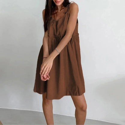 Shoulder Tie A-Line Day Dress