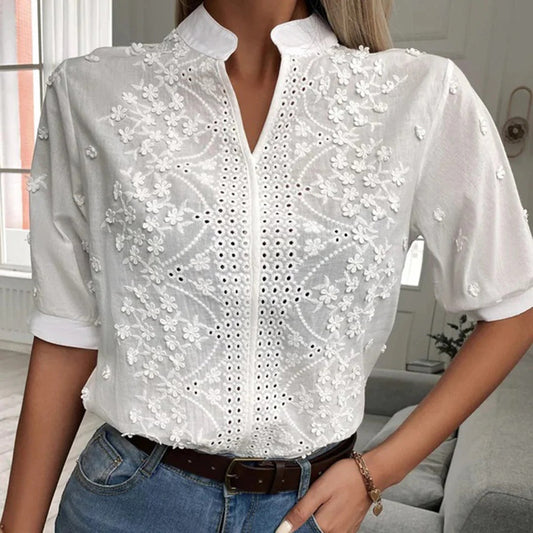 Embroidered Popover Blouse