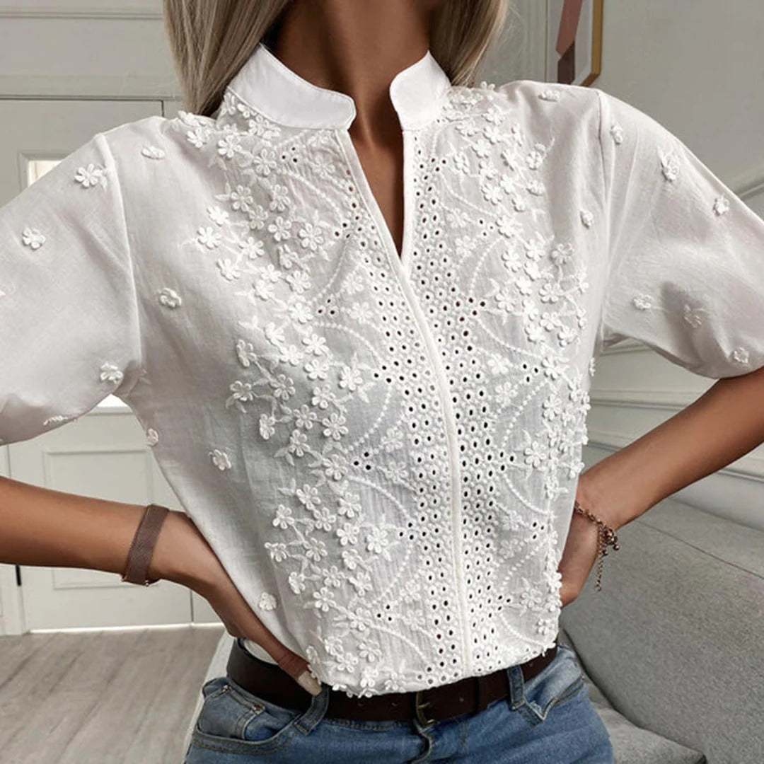 Embroidered Popover Blouse