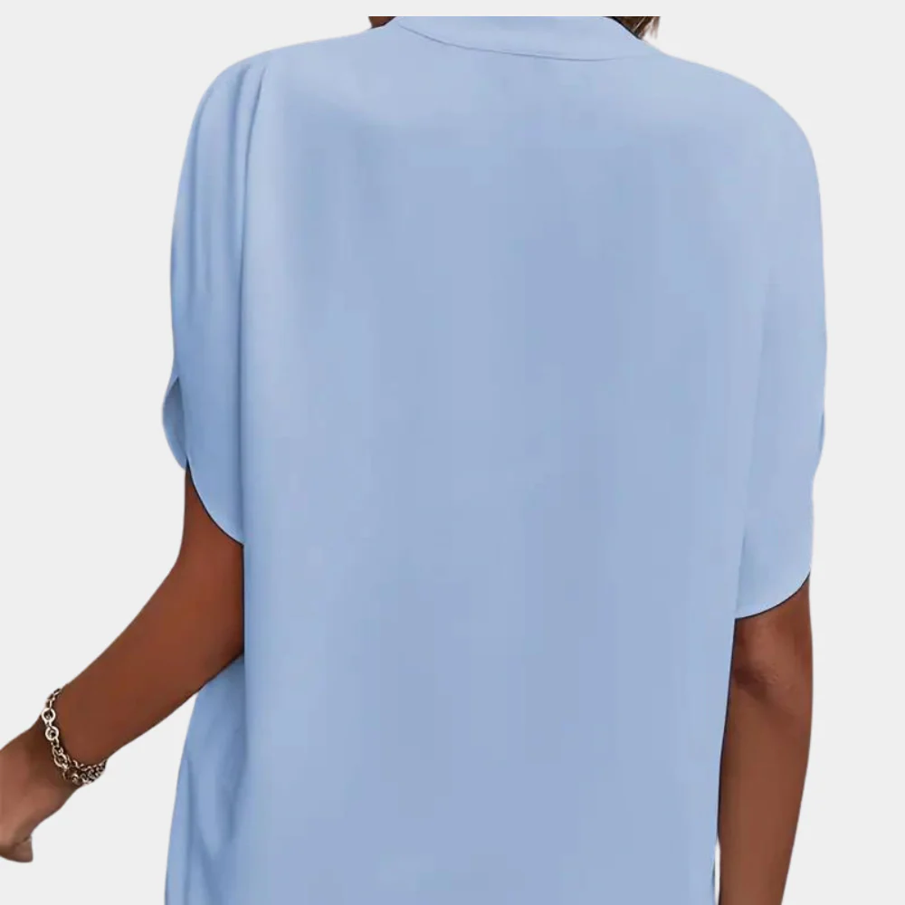 Notch-Neck Cap Sleeve Blouse