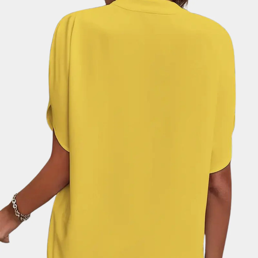 Notch-Neck Cap Sleeve Blouse