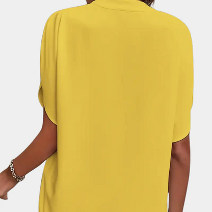 Notch-Neck Cap Sleeve Blouse